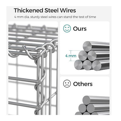 Songmics Συρματοκιβώτιο για Περίφραξη Κήπου Γαλβανιζέ 100x30x30εκ.
