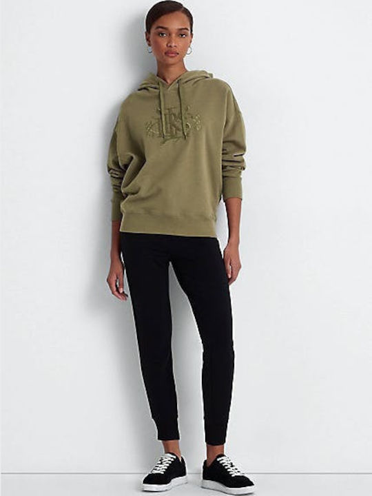 Damen Sweatshirt French Terry mit Kapuze Khaki