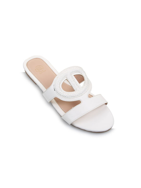 Fshoes Women's Flat Sandals in White Color