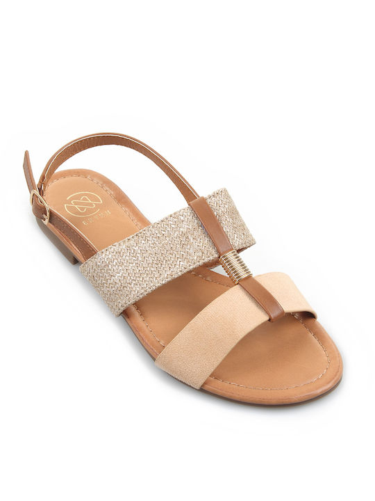 Fshoes Women's Flat Sandals in Beige Color