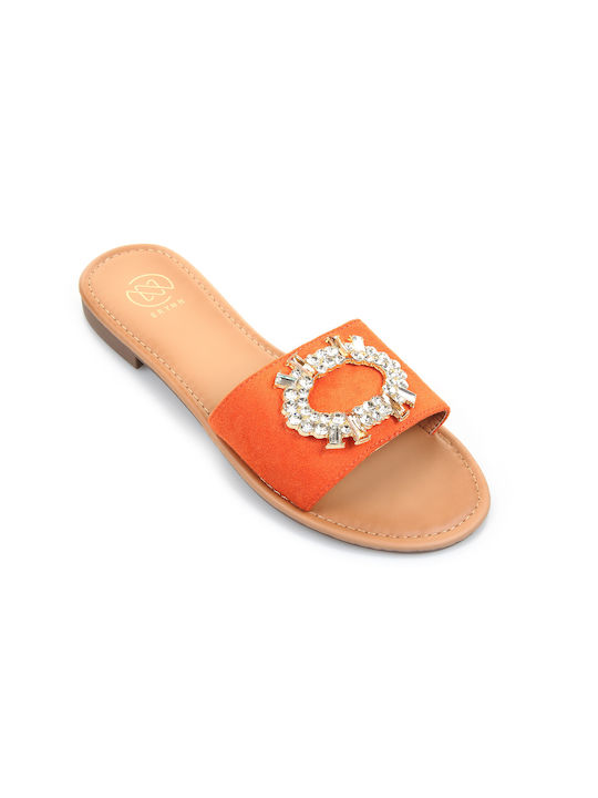 Fshoes Women's Flat Sandals in Orange Color