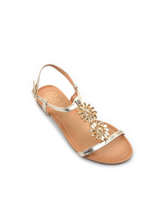 Fshoes Women's Flat Sandals in Gold Color