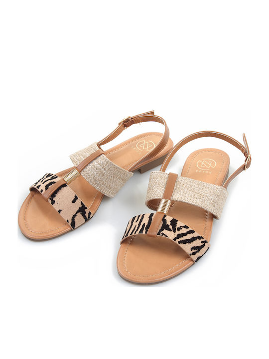 Women's Flat Sandals in Gold Color