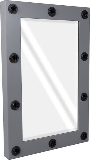 GloboStar Makeup Mirror Wall Mirror with Gray Wooden Frame & LED Lighting 90x60cm 1pcs