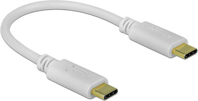 DeLock USB 2.0 Cable USB-C male - USB-C male 100W Λευκό 0.15m (85357)