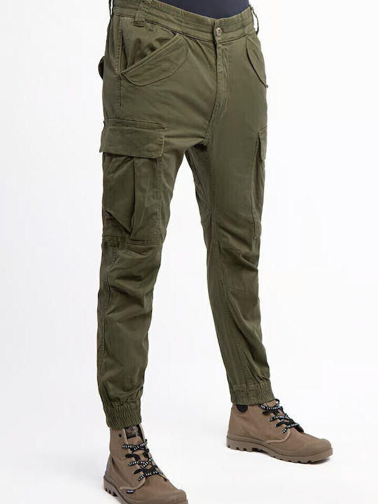 Elastic Khaki Cargo Trousers