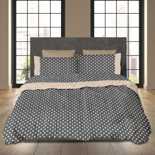 Makis Tselios Home Bettwäsche-Set King Size mit Gummiband 180x205+40cm. Drops Drops 4Stück
