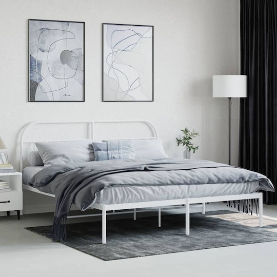 Bett Übergröße Metall Weiß mit Latten für Matratze 160x200cm