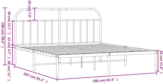 Bett Übergröße Metall Weiß mit Latten für Matratze 160x200cm