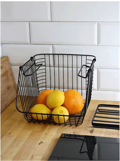 Living Φρουτιέρα Μεταλλική Μαύρη 27x29x22εκ.