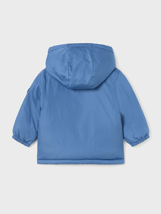 Kids' Quilted Jacket Short Double Sided with Lining & Hood Blue