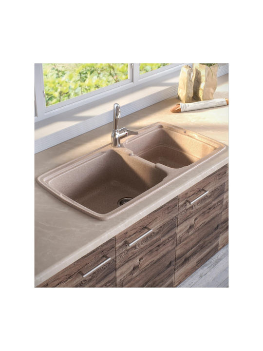 Sanitec Classic Drop-In Spüle Links aus Verbundgranulat B96xT51cm Granite White