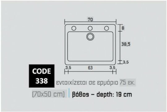 Sanitec Classic Drop-In Spüle aus Verbundgranulat B70xT50cm Granite Blue