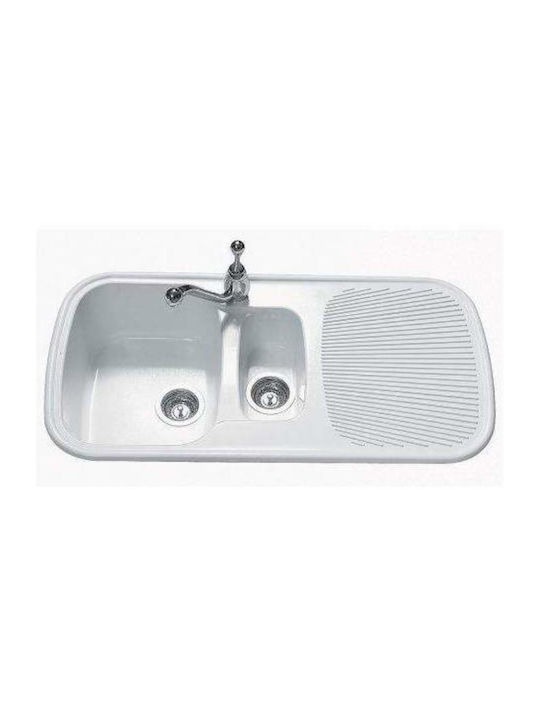 Sanitec Classic 03-02-00 Drop-In Мивка Ляв от Синтетичен Гранит Ш97xД50см Бял