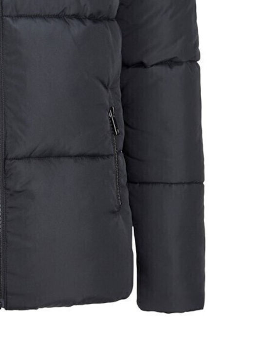 Kinder Steppjacke Kurz Winddicht Schwarz