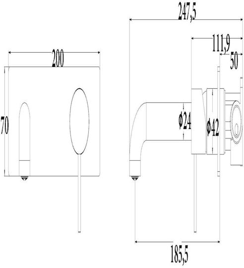 Sparke Musa Built-in Mixer & Spout Set for for Bathroom Sink 1 Exit White