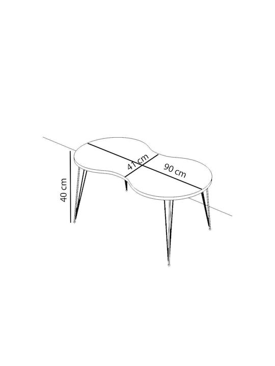 Oval Zentral Kaffeetisch Sade Holz Schwarz M90xL41xH40cm