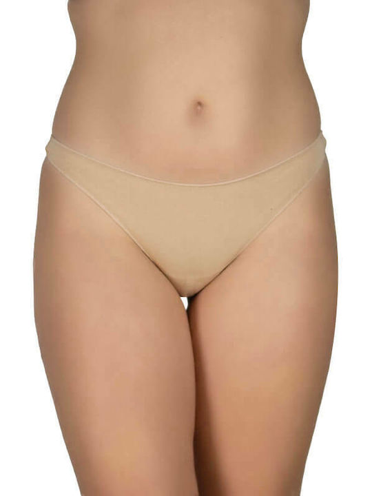 A.A UNDERWEAR Cotton Women's String 2Pack Seamless Beige