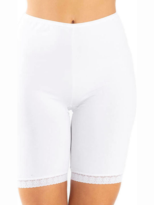 Plus High-waisted Women's Boxer with Lace White