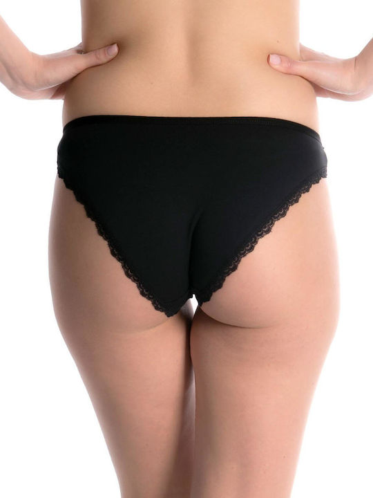 Jokers Baumwolle Damen Slip mit Spitze Schwarz