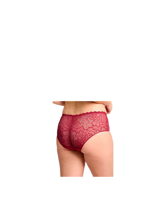 Sans Complexe Hochtailliert Damen Slip mit Spitze Burgundisch