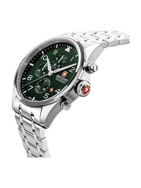 Swiss Military Hanowa Thunderbolt Herrenuhr 43mm Chronograph Batterie mit Silber Rostfreien Stahlarmband