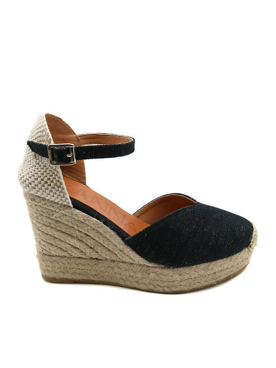 Women's Suede Platform Espadrilles Black