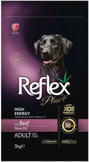 Reflex Plus High Energy 3kg Dry Food for Adult Medium & Large Breed Dogs with Meat