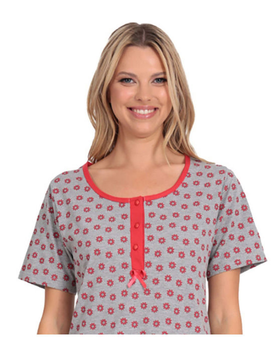 Lydia Creations Sommer Damen Nachthemd Grey Coral