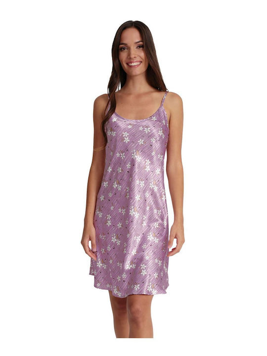 Lydia Creations Summer Satin Women's Nightdress Purple