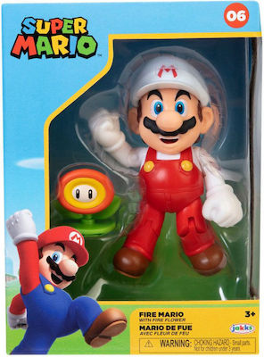 Jakks Pacific Super Mario: Fire Mario & Fleur Figurină de acțiune de înălțime 10buc