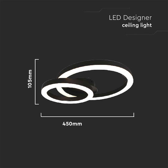 V-TAC Deckenleuchte 45cm Schwarz mit Integrierter LED