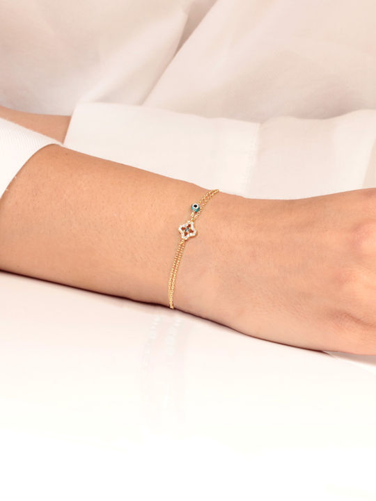 Abadianakis Bracelet with Cross design made of Silver Gold Plated