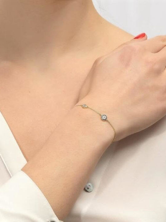 Eforo Women's Bracelet with design Eye made of Silver Gold Plated with Zircon