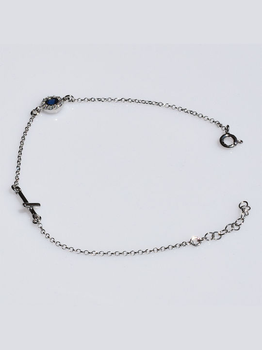 Bizoutaki Bracelet Chain with design Eye made of Silver with Zircon