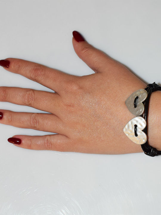 Bizoutaki Bracelet with design Heart made of Leather