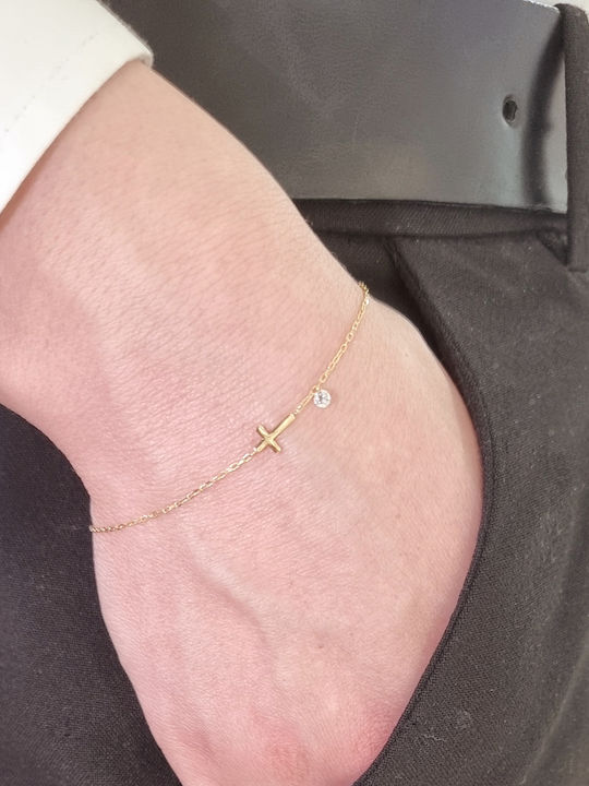 Arapinis Bracelet Chain with Cross design made of Gold 18K with Diamond