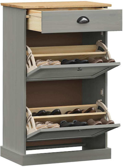Schuhschrank aus Massivholz mit 2 Regalen Gray L60xW35xH96cm