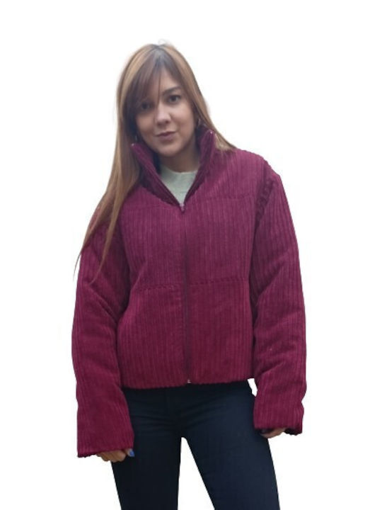 Moutaki Women's Short Lifestyle Jacket for Winter Burgundy