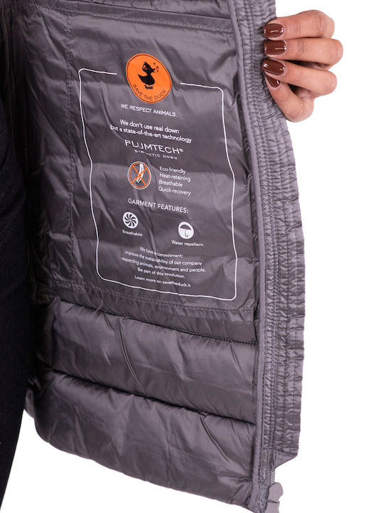 'LYDIA' Women's Long Puffer Jacket for Winter Gray