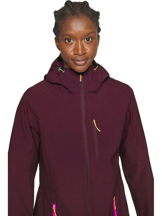 Women's Short Parka Jacket for Winter with Hood Burgundy