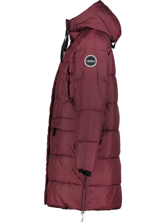 Lungă Jachetă de femei Puffer Burgundy
