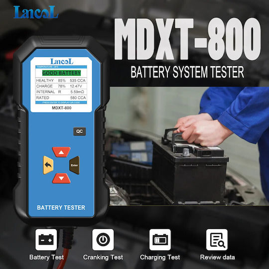 Lancol MDXT-800 Digital Test de baterie cu cleme de crocodil