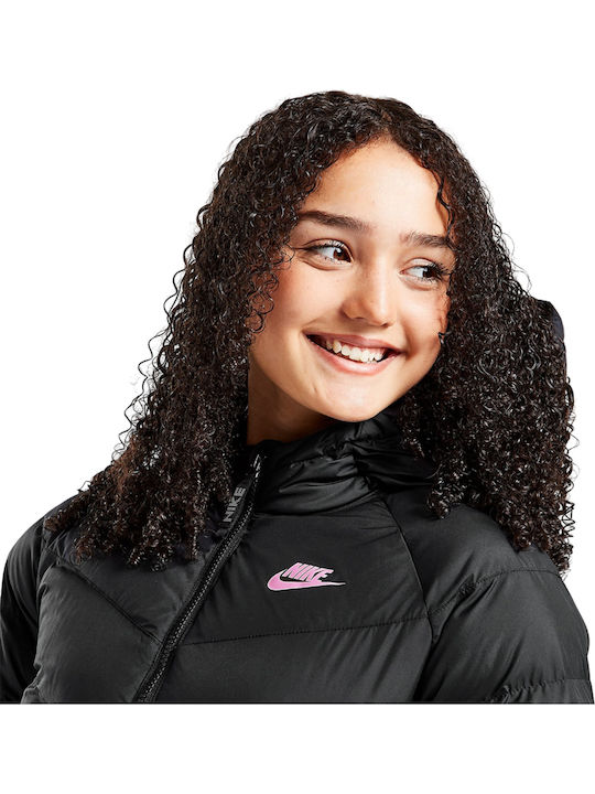 Kids' Sports Jacket Short with Lining & Hood Black SPORTSWEAR