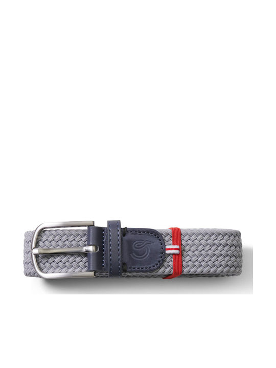 Men's Belt Leather Knitted Gray