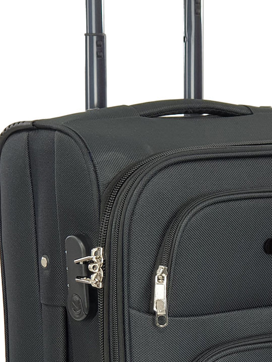 Playbags Βαλίτσα Ταξιδίου Καμπίνας Υφασμάτινη Μαύρη με 4 Ρόδες Ύψους 55εκ.