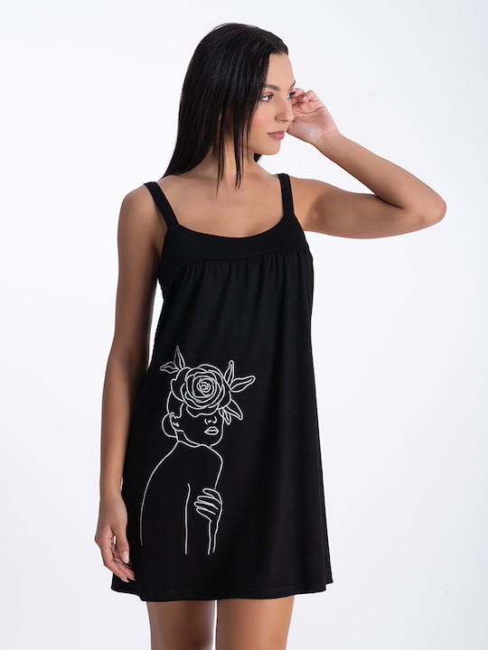 Rachel Γυναικείο Κοντό Φόρεμα Παραλίας Μαύρο