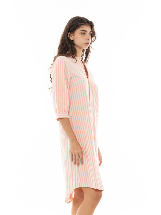 Pink Label Γυναικείο Φόρεμα Παραλίας Πορτοκαλί
