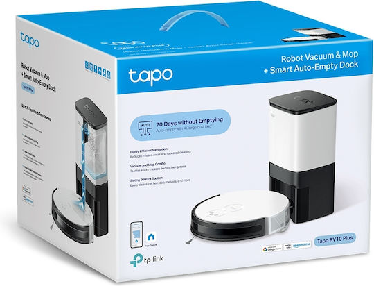 TP-LINK Tapo RV10 Plus Aspirator Robot pentru Aspirare & Spălare cu Wi-Fi Albă