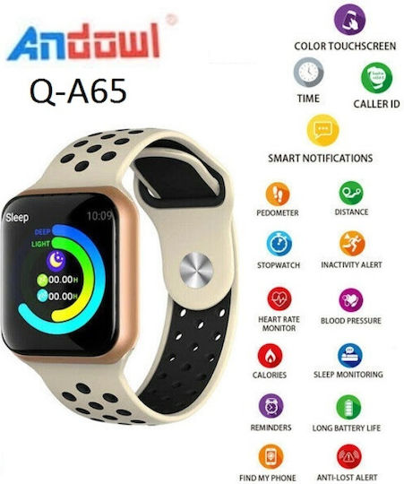 Andowl Q-A65 Smartwatch with Heart Rate Monitor (Black)